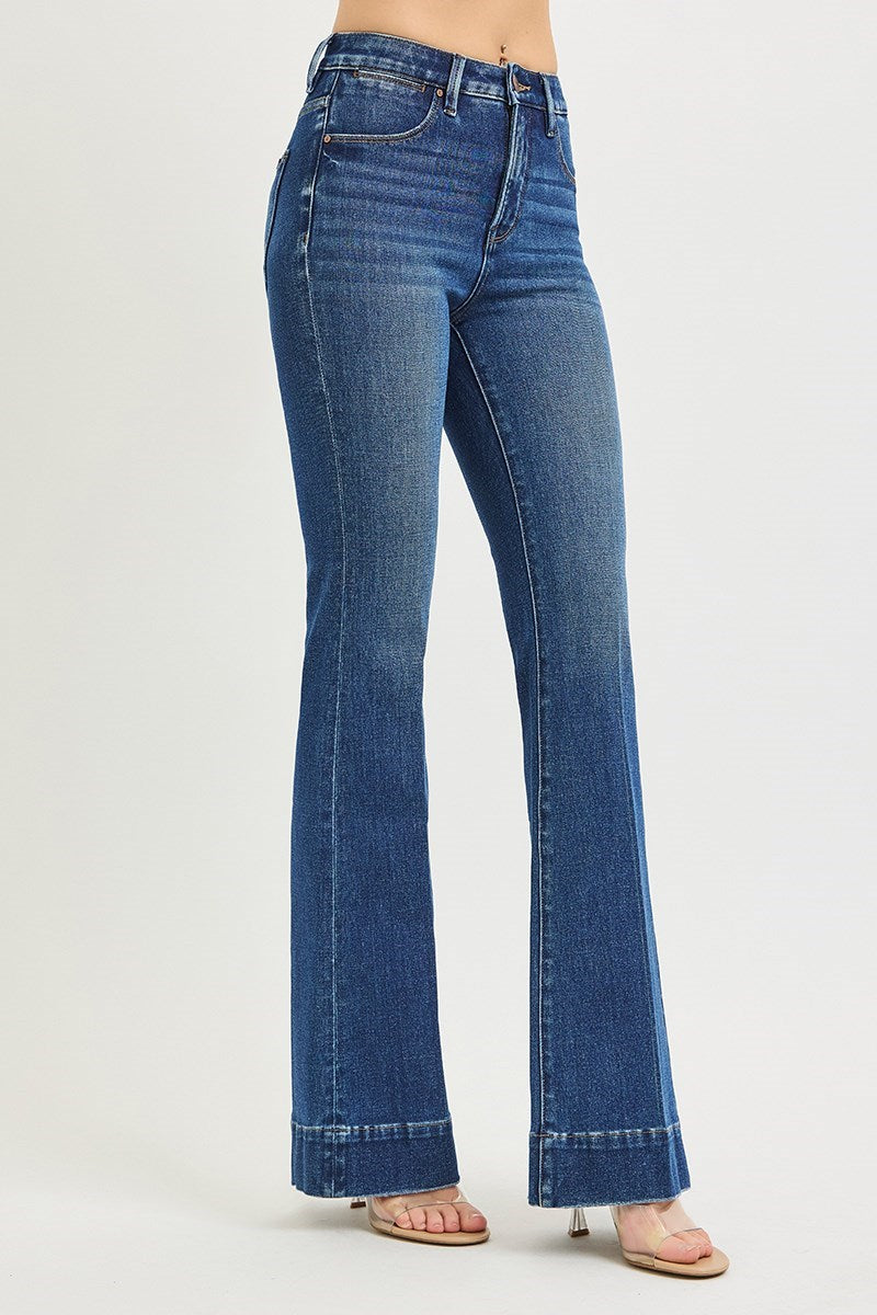 Risen High Rise Dark Wash Flare Jeans