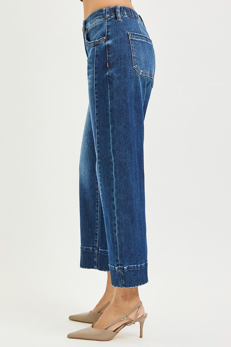 Risen Dark Wash Crop Barrel Jeans