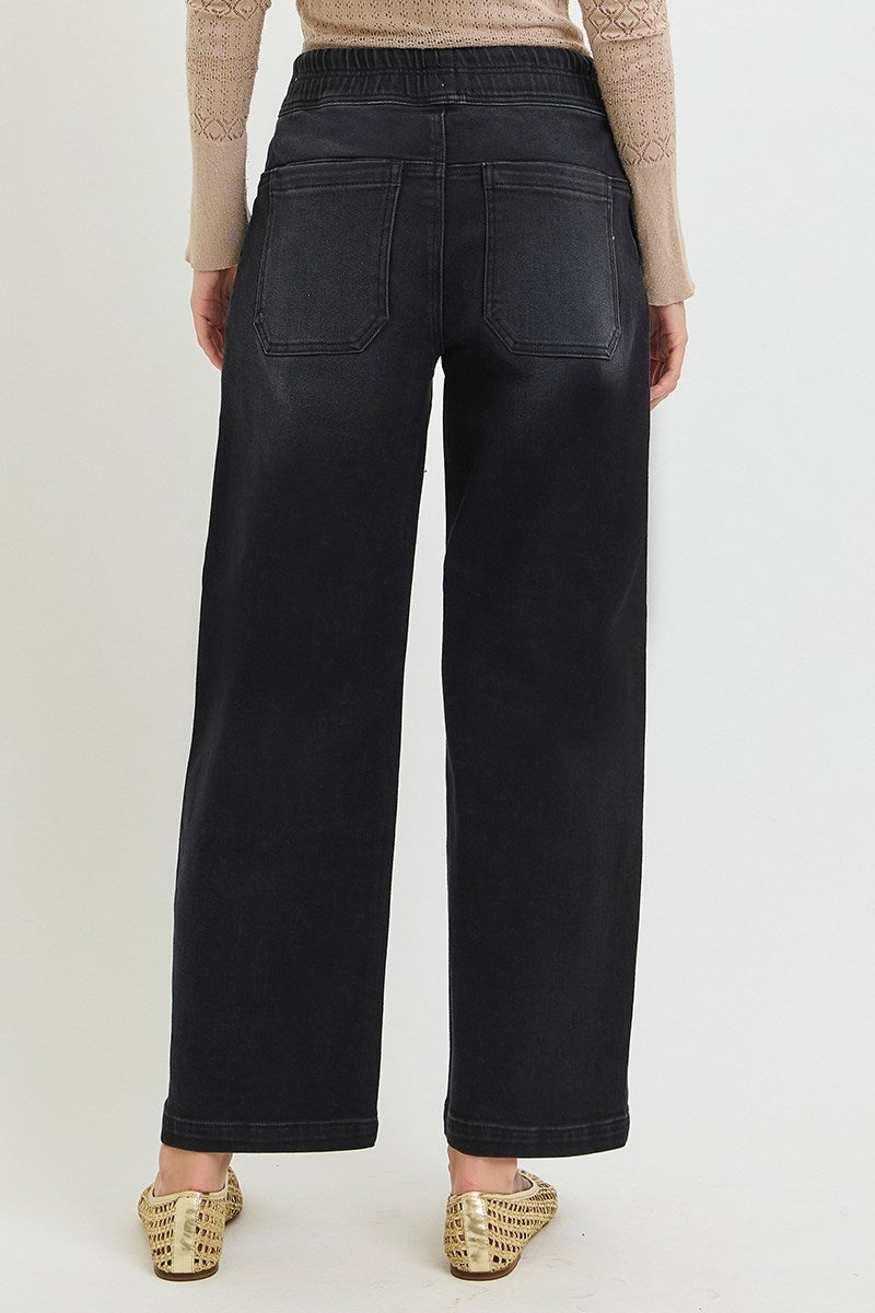 Risen Baggy Fit Black Tie Front Jeans