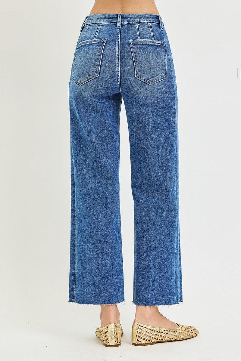 Risen High Rise Side Seam Cropped Jeans
