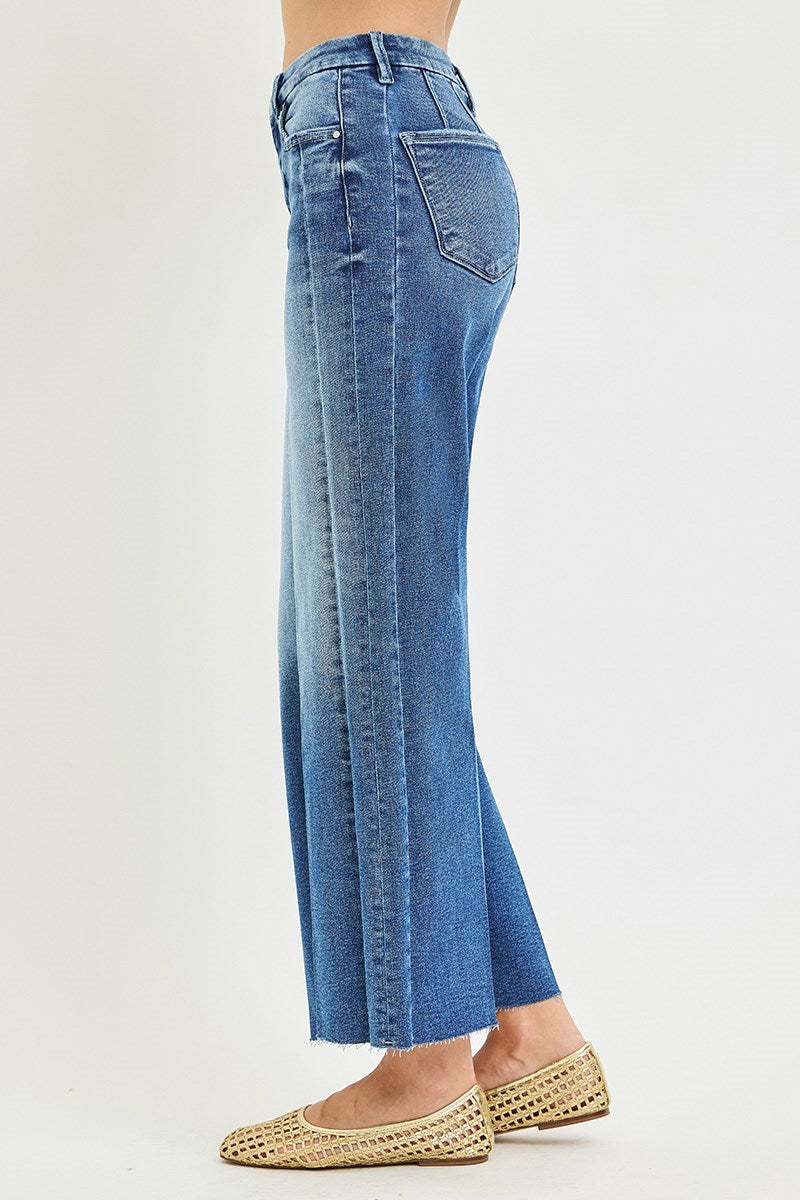 Risen High Rise Side Seam Cropped Jeans