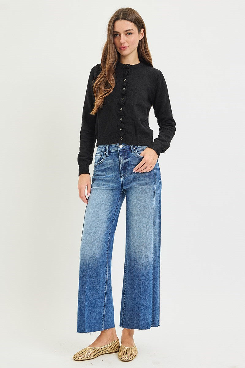 Risen High Rise Side Seam Cropped Jeans