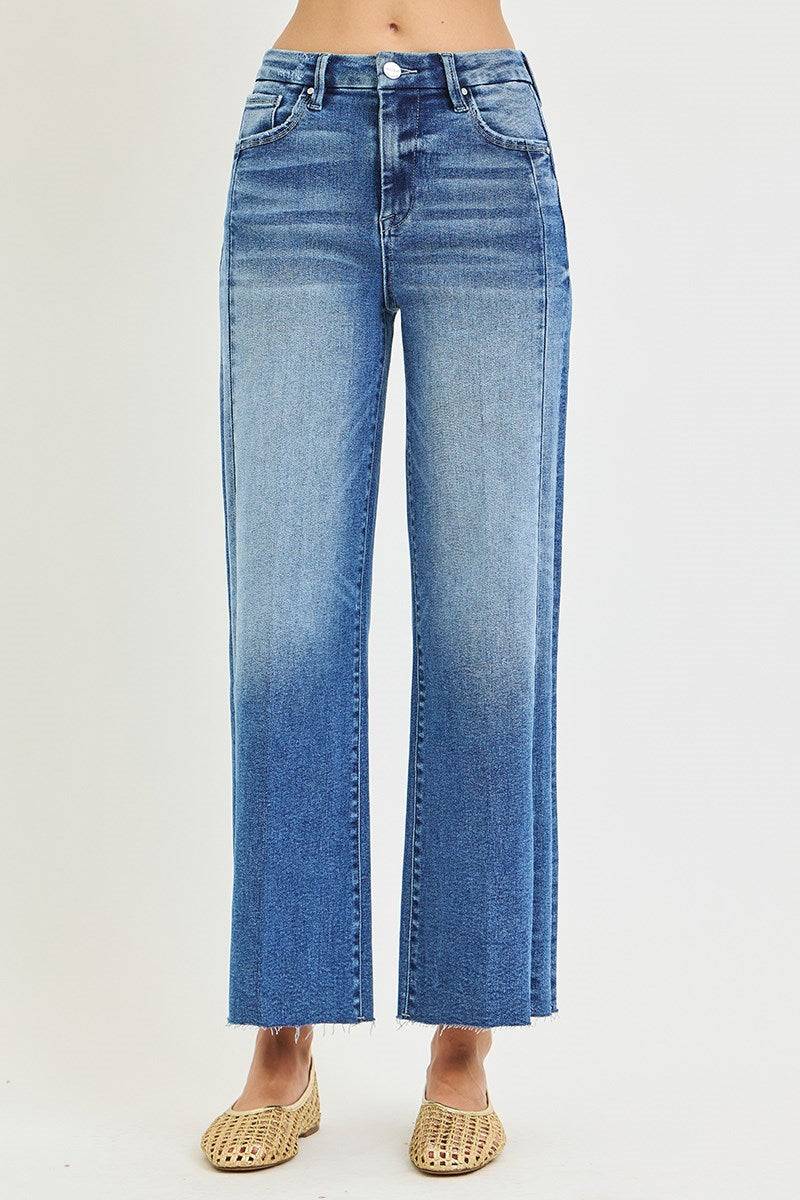 Risen High Rise Side Seam Cropped Jeans