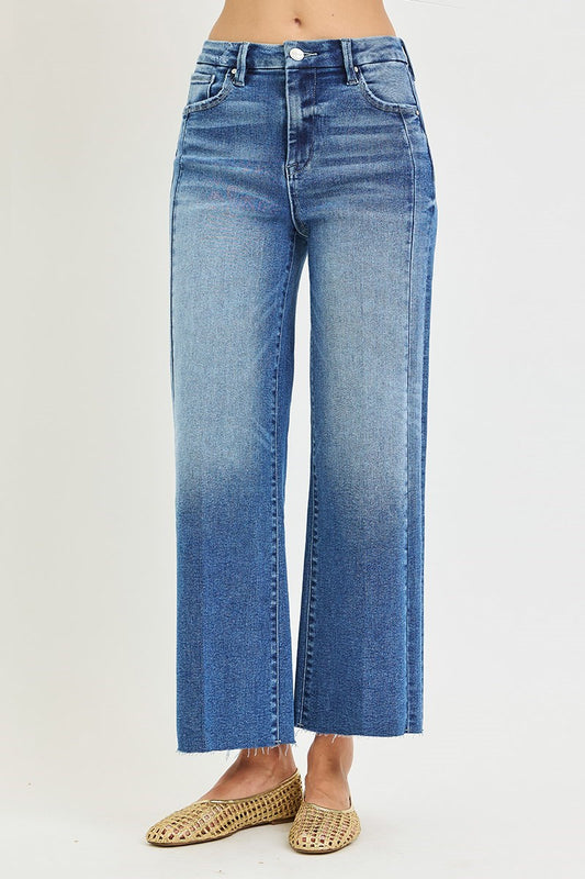 Risen High Rise Side Seam Cropped Jeans