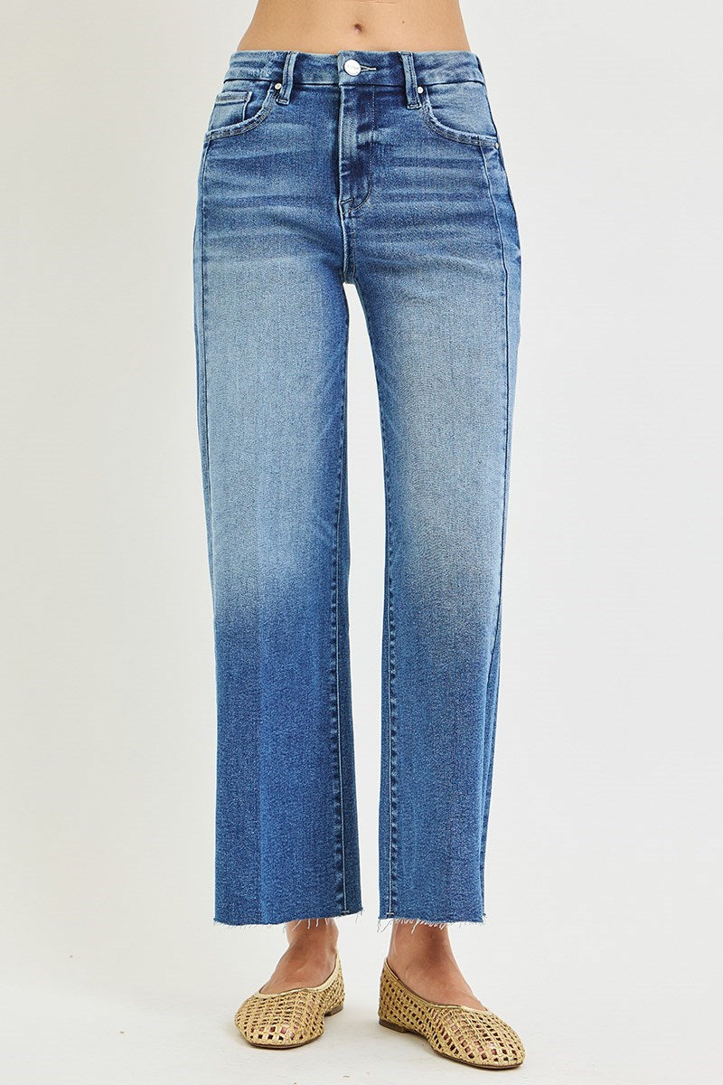 Risen High Rise Side Seam Cropped Jeans