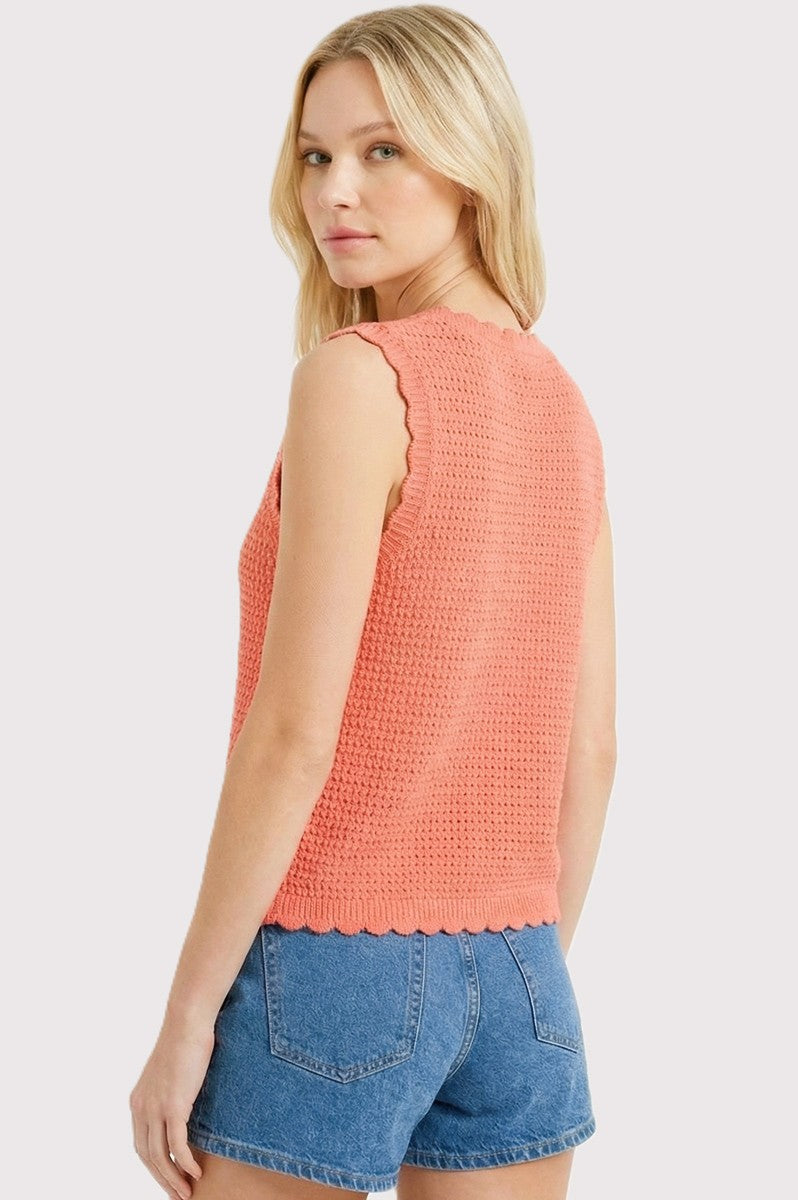 Lyla Coral Tie Front Knit Vest