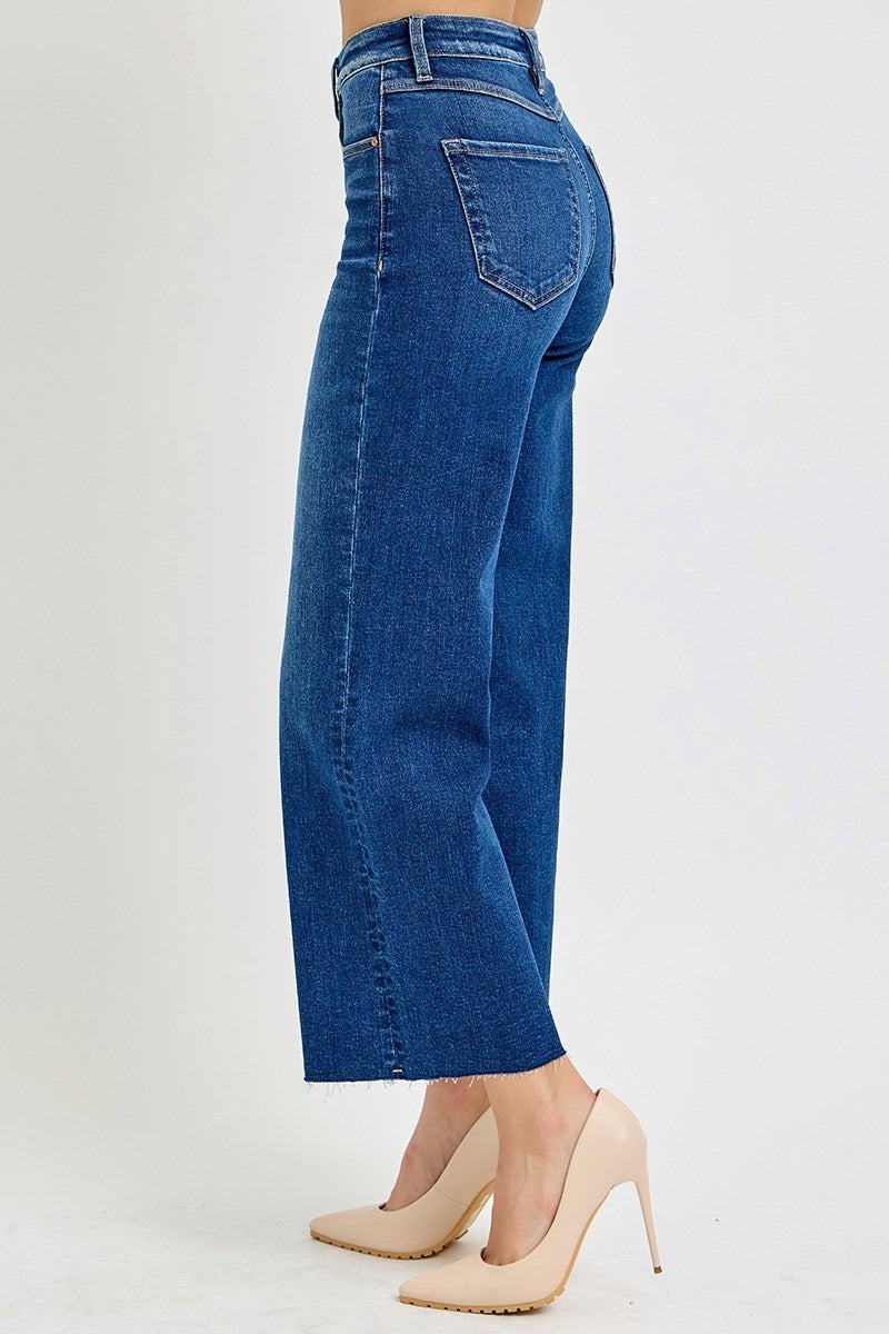 Risen High Rise Dark Wide Leg Crop Jean