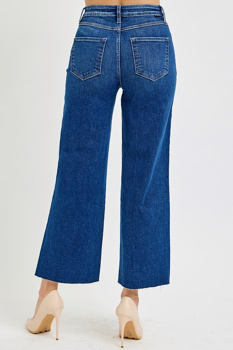Risen High Rise Dark Wide Leg Crop Jean