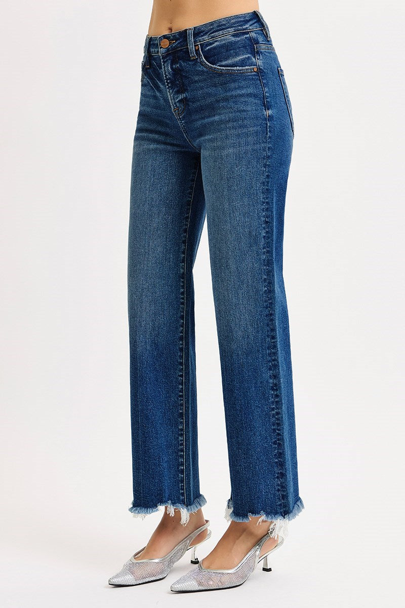 Risen Dark Wash Straight Leg Ankle Jean