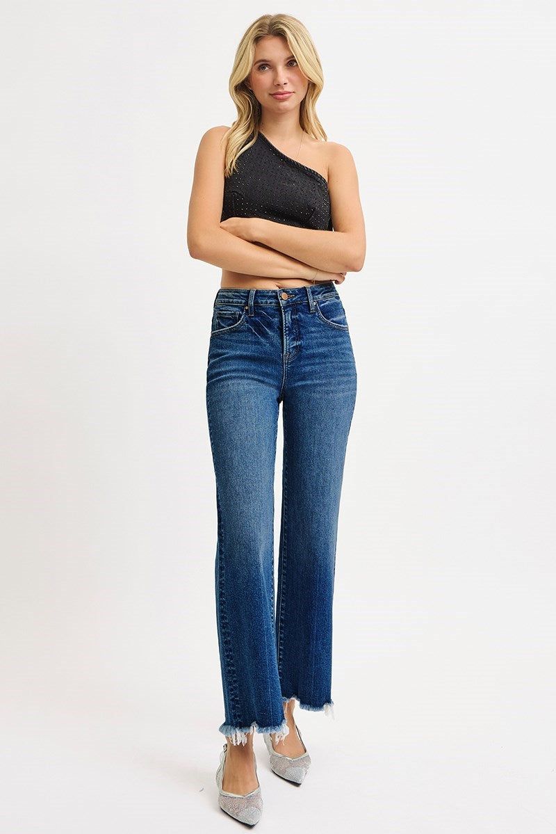 Risen Dark Wash Straight Leg Ankle Jean