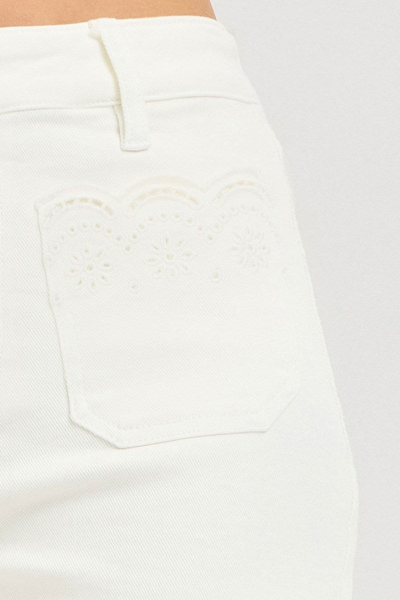Risen Cream Eyelet Pocket Shorts