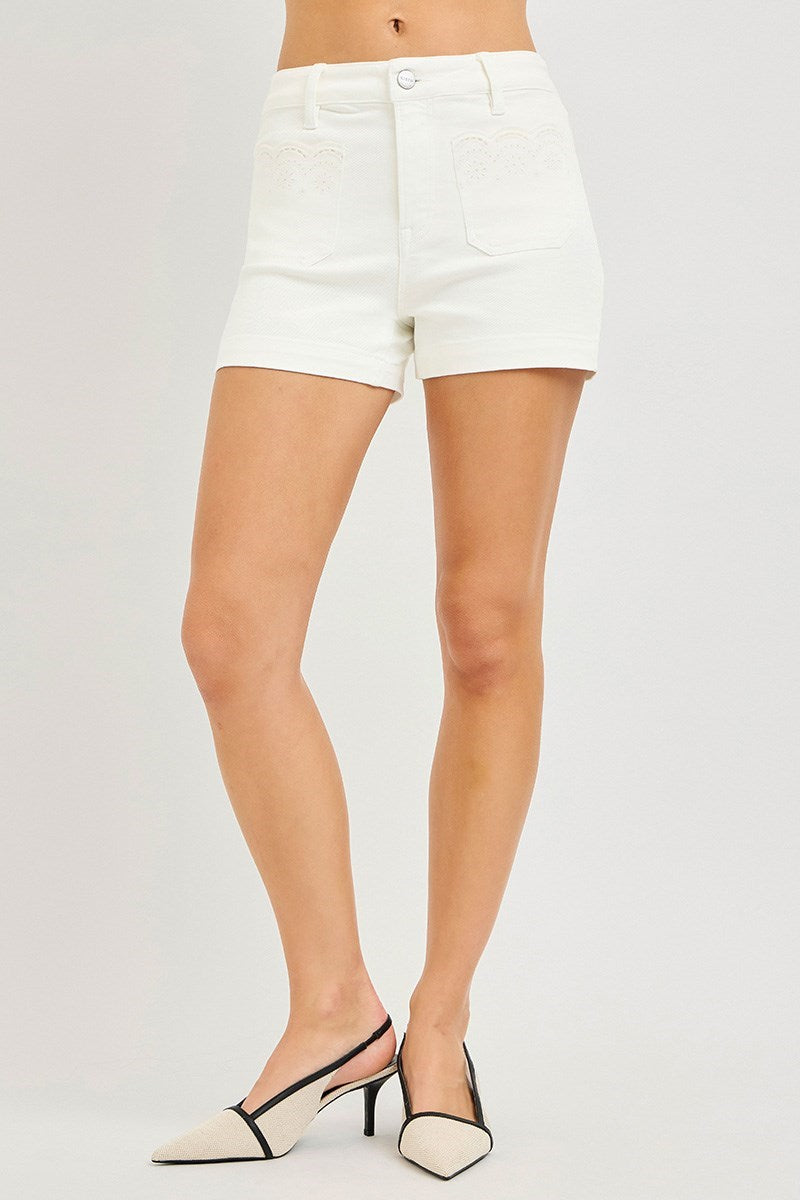 Risen Cream Eyelet Pocket Shorts