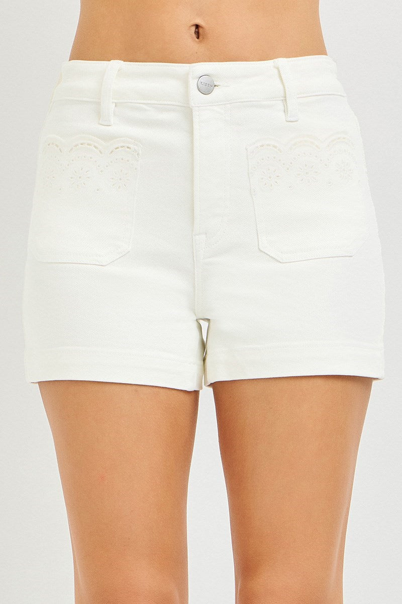 Risen Cream Eyelet Pocket Shorts
