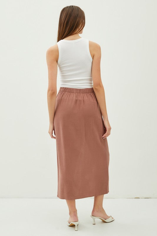 Lily Midi Linen Wrap Skirt Terra Cotta