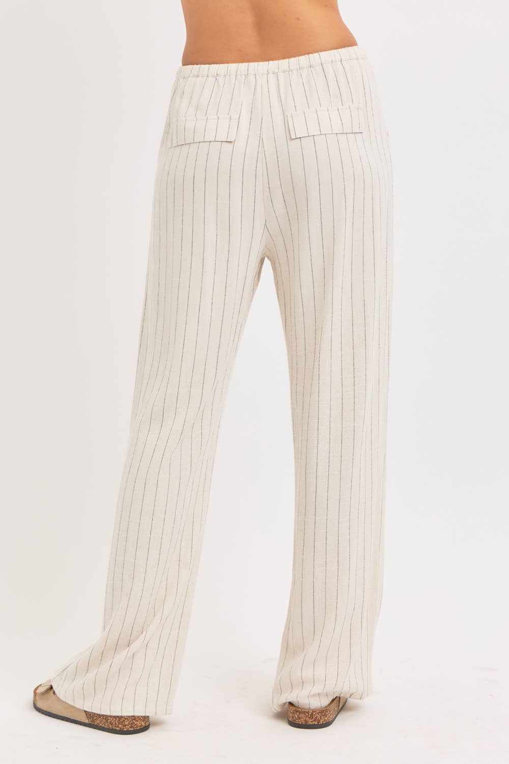 Willa Linen Pinstripe Tie Waist Pants