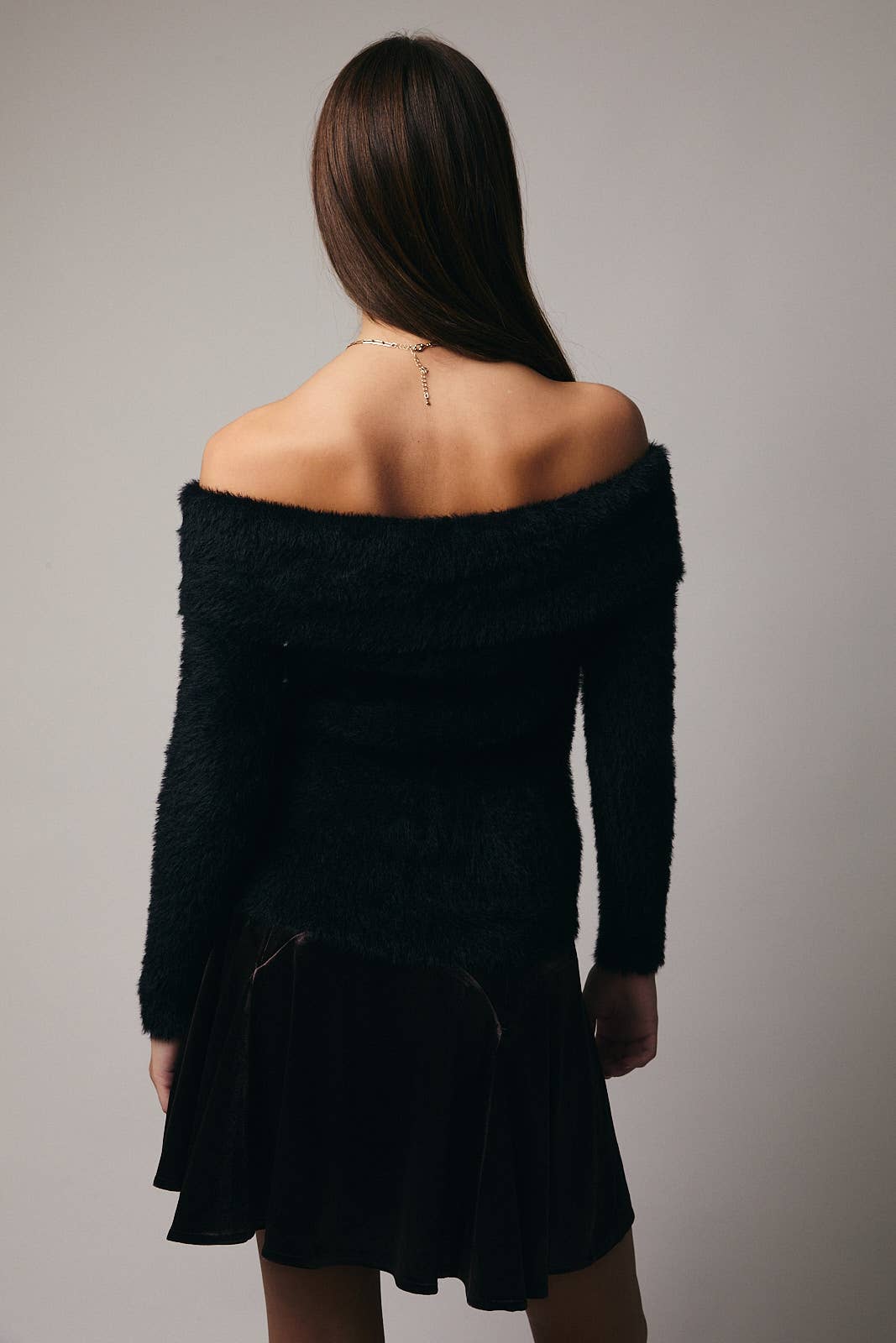 Margaret Off the Shoulder Fuzzy Sweater Top