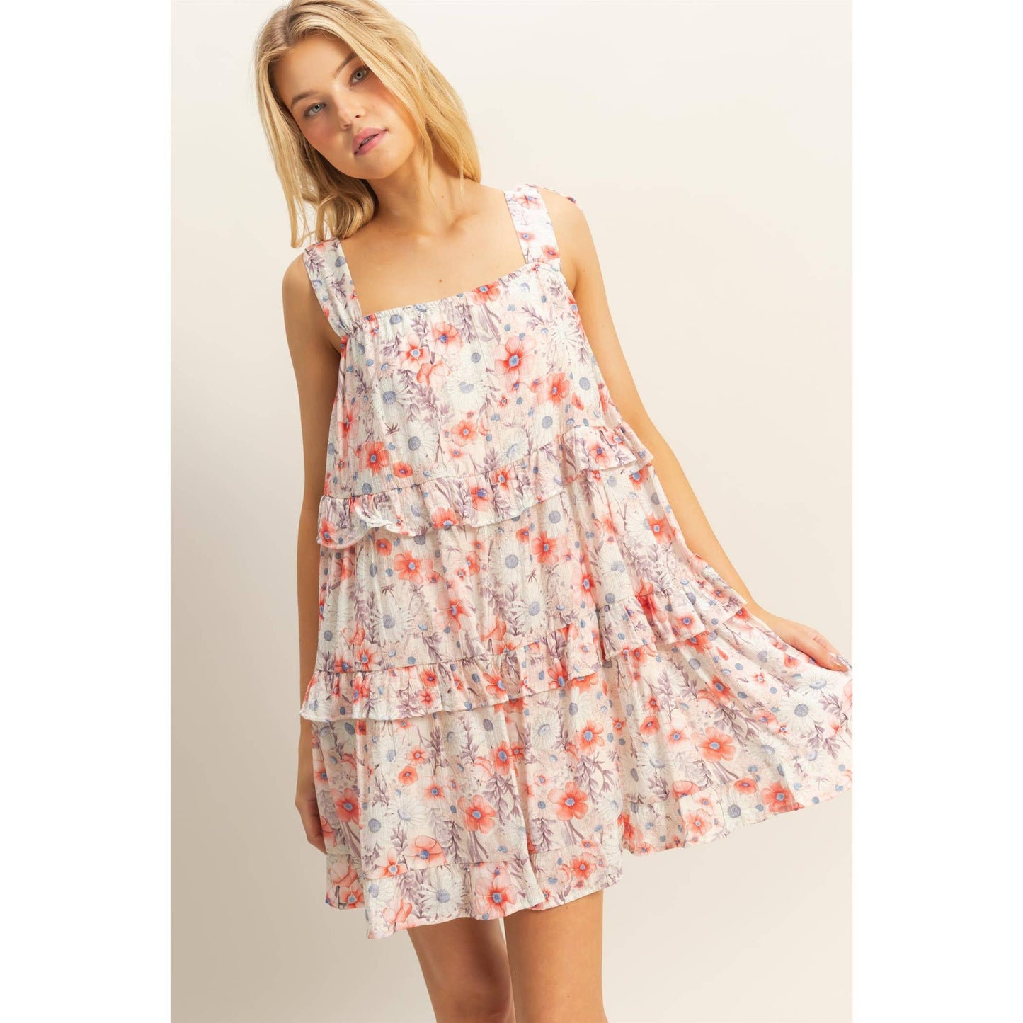 London Floral Tiered Mini Dress
