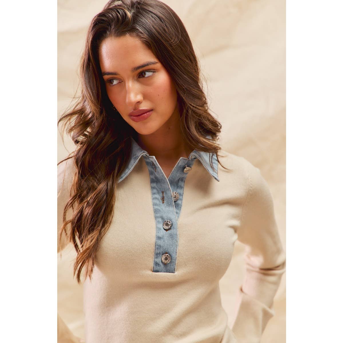 Delaney Denim Collared Sweater