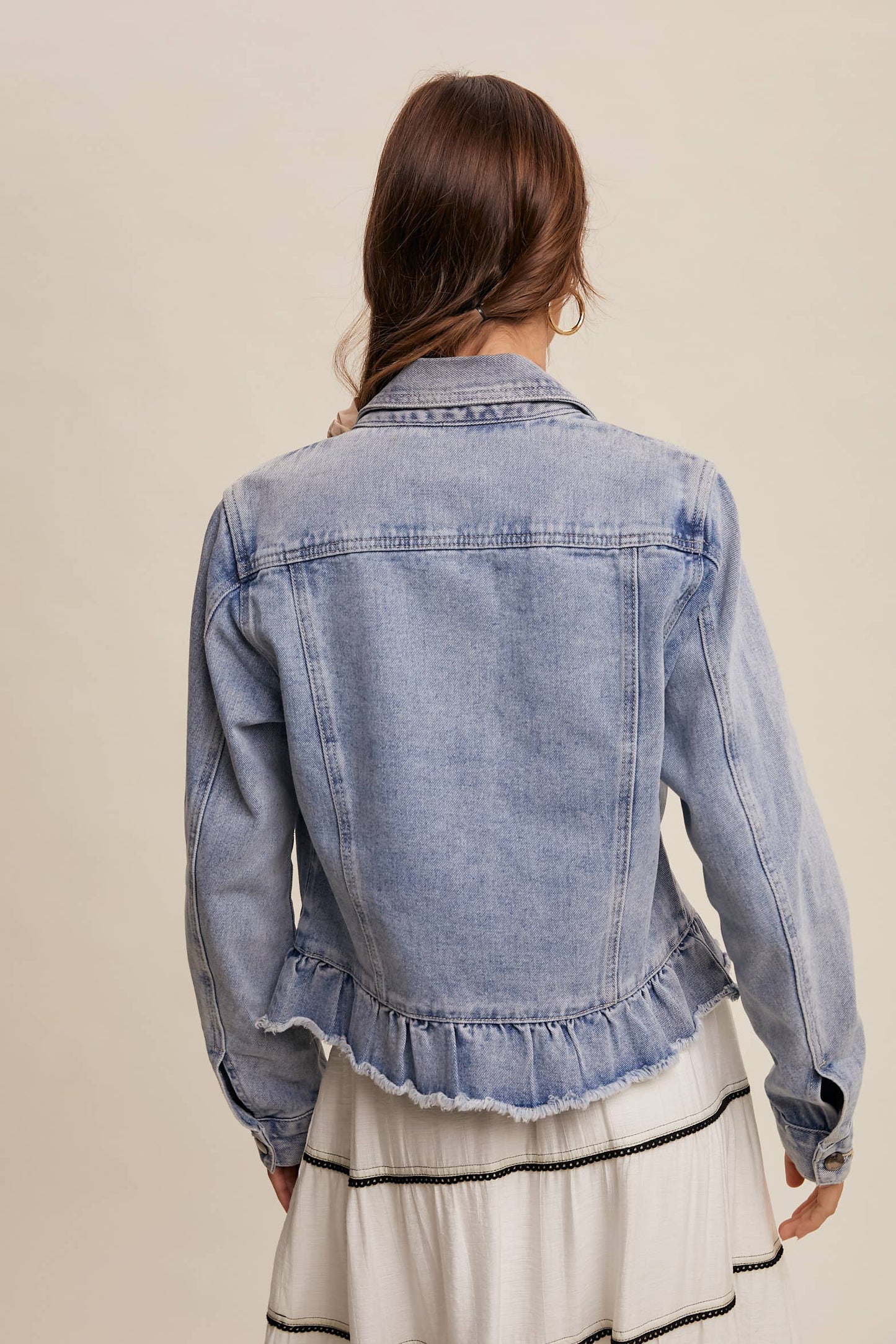 Nova Ruffled Hem Denim Jacket