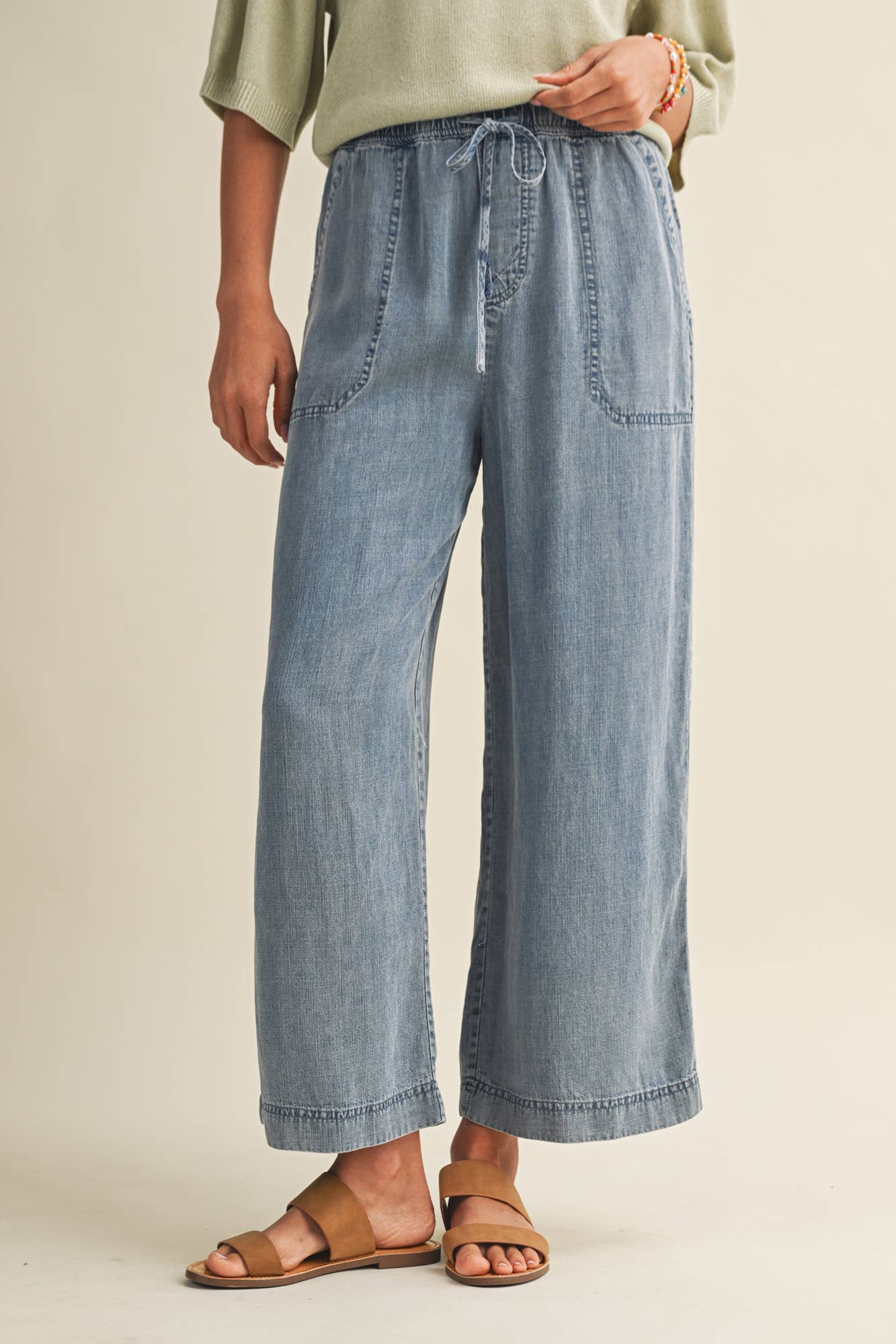 Liz Tencel Denim Cropped Pants
