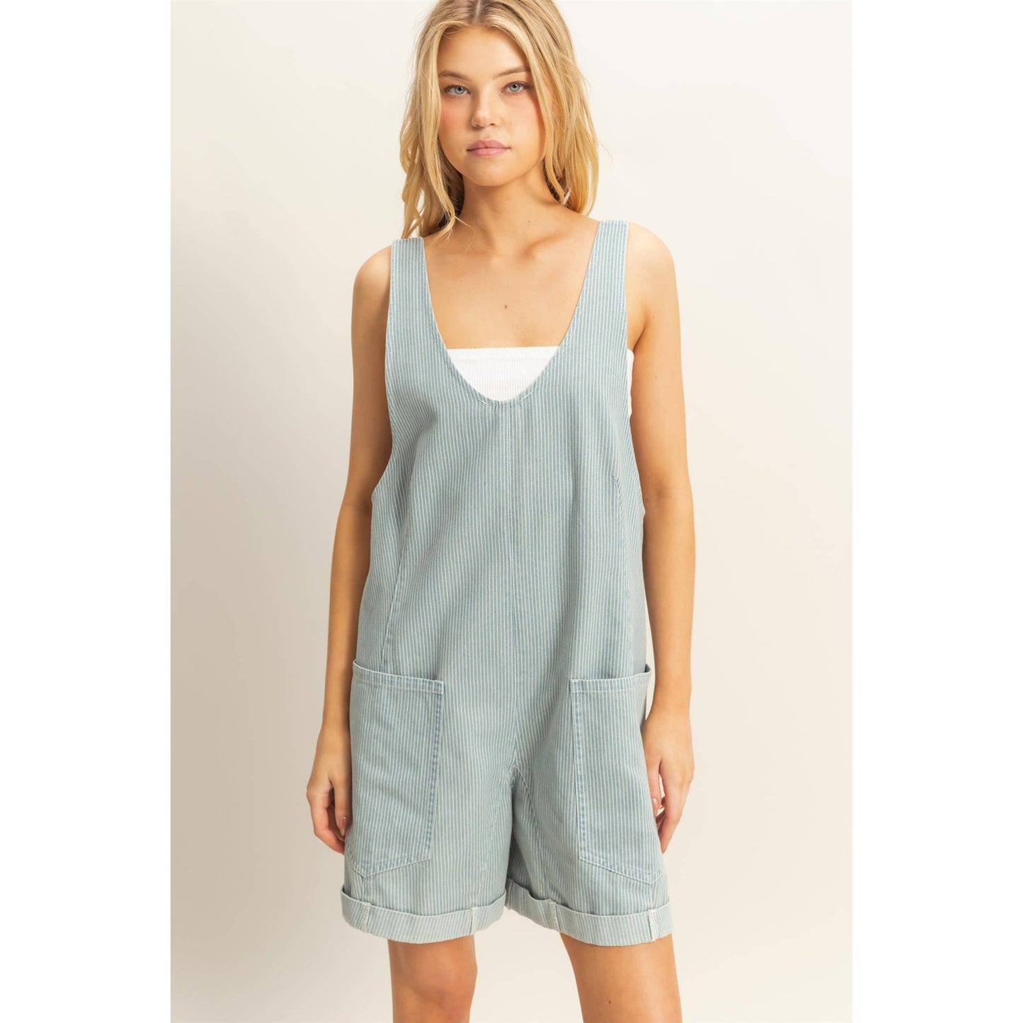 Allison Denim Stripe Romper