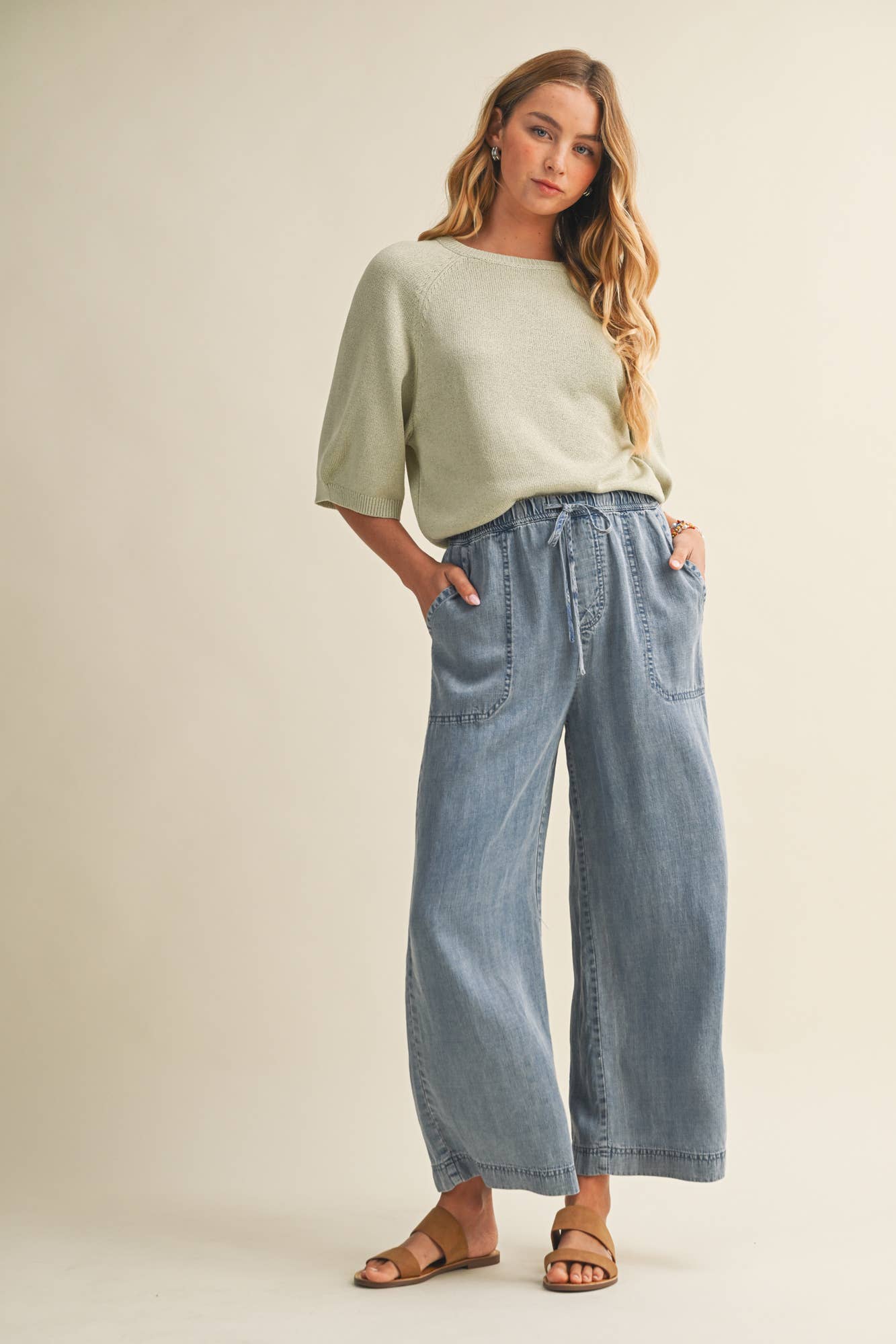 Liz Tencel Denim Cropped Pants