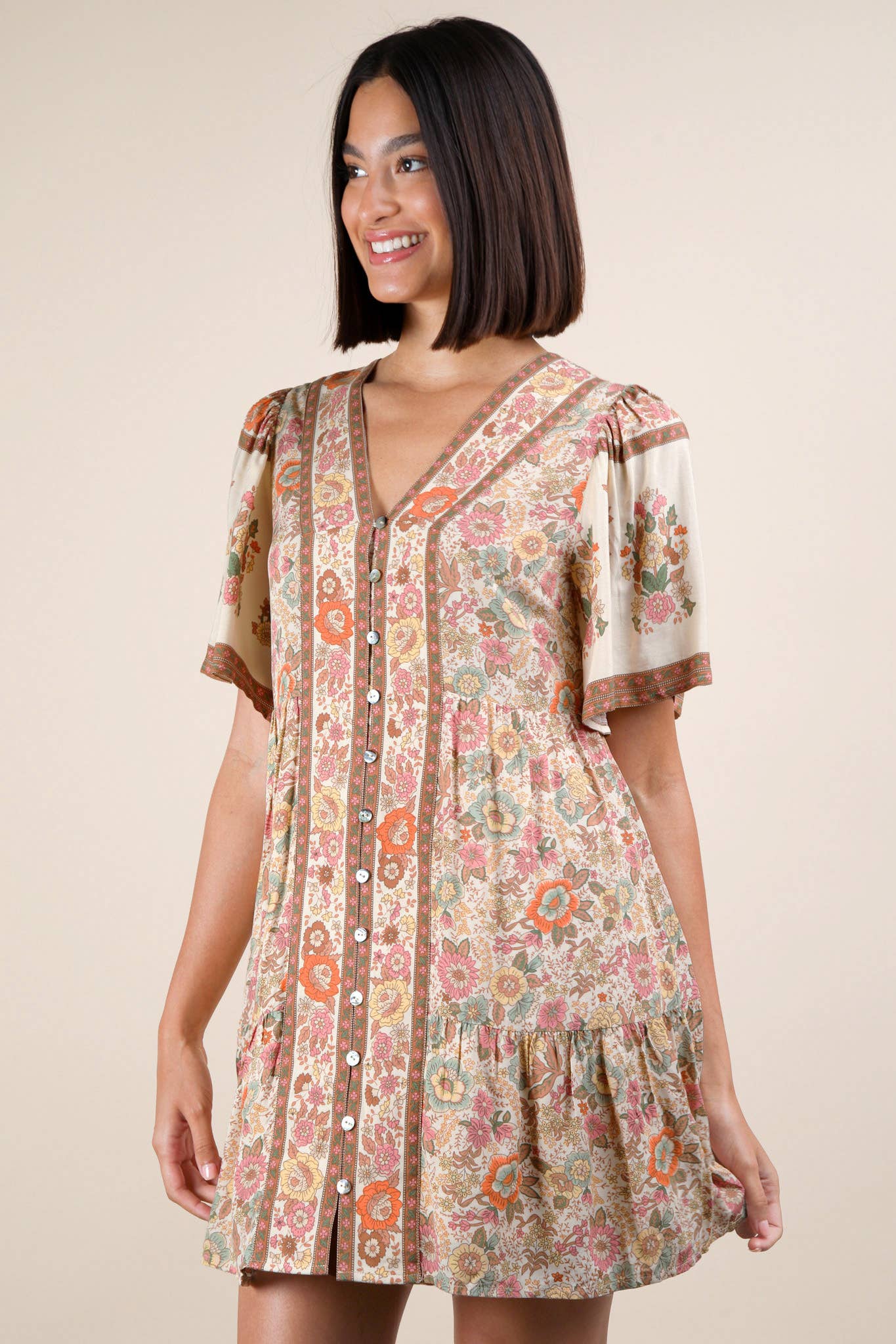 Delilah Boho Print Woven Mini Dress