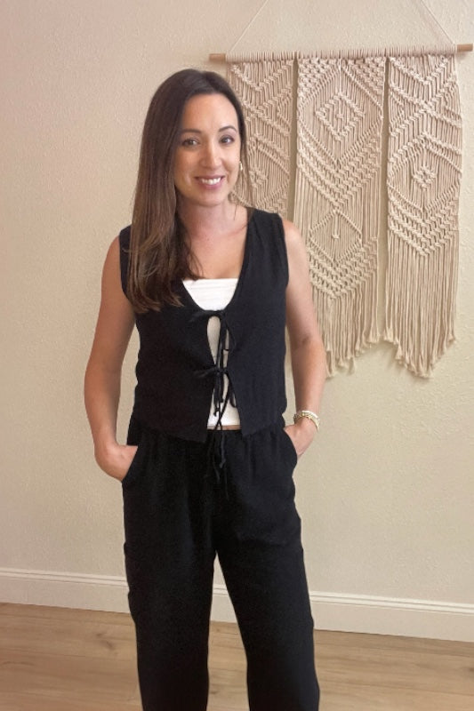 Marissa Tie Front Linen Vest