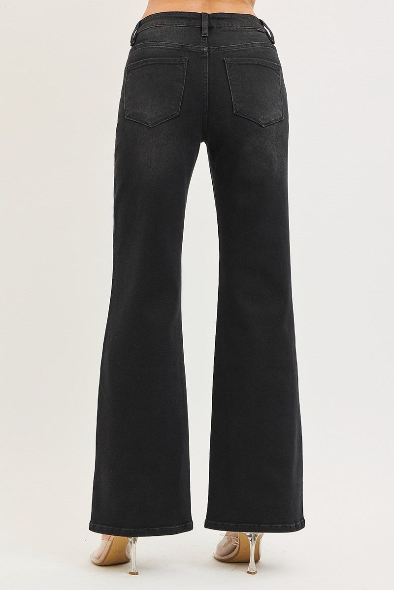 Risen Black Wide Leg Jeans