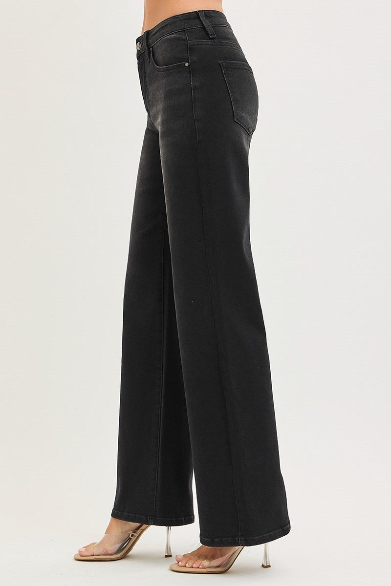 Risen Black Wide Leg Jeans