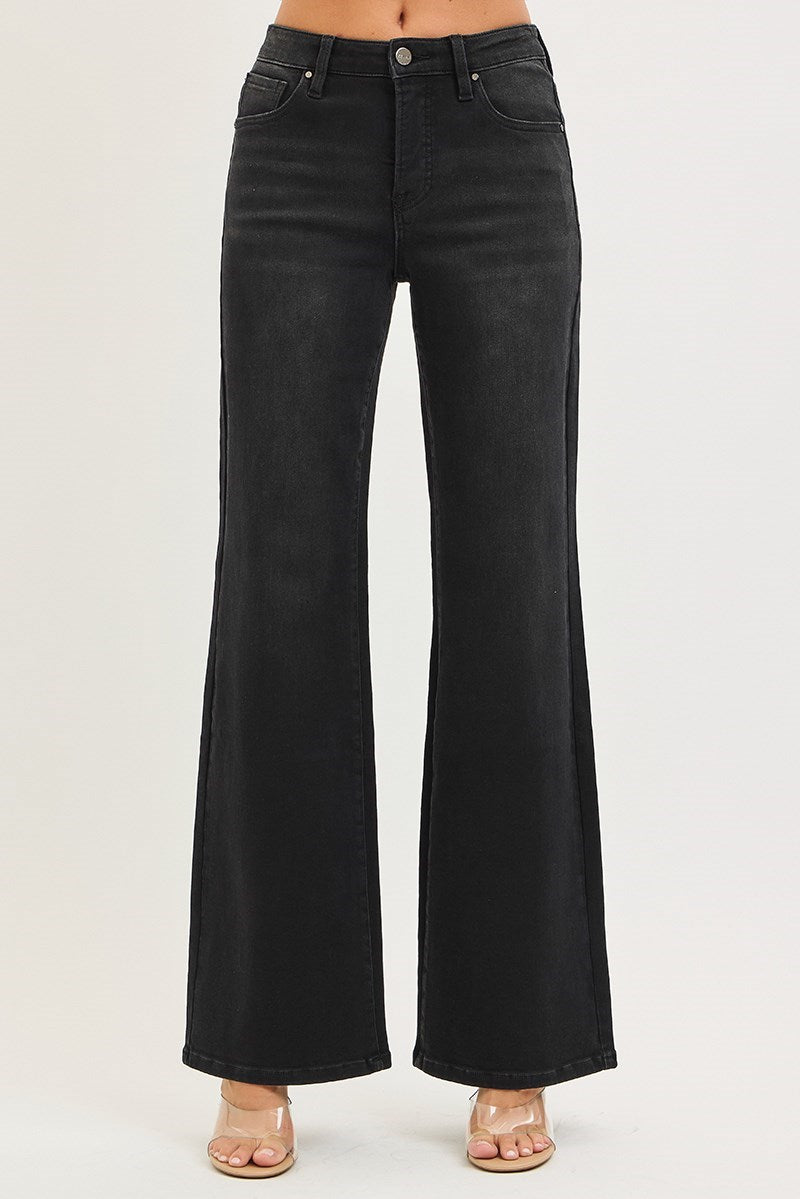Risen Black Wide Leg Jeans