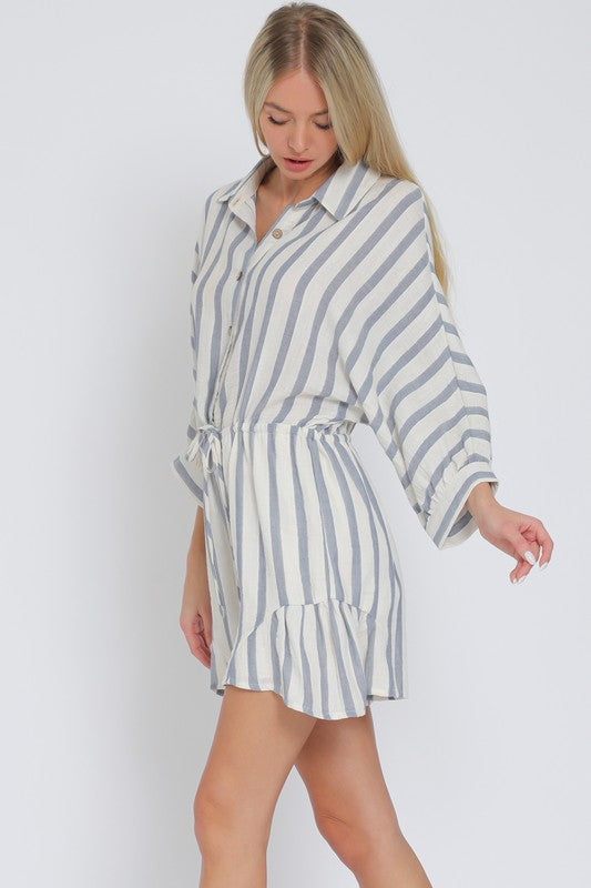 Rory Blue and White Stripe Romper