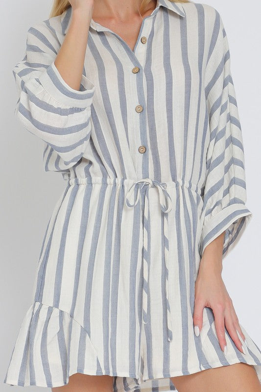 Rory Blue and White Stripe Romper