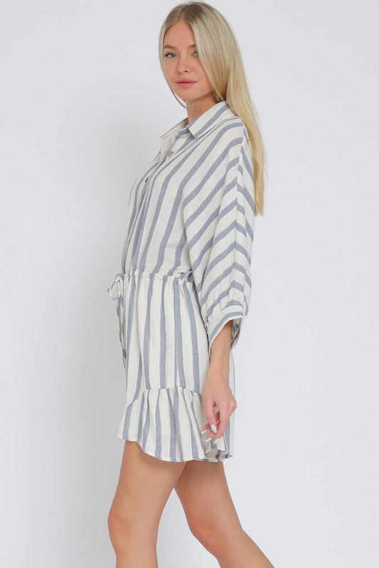 Rory Blue and White Stripe Romper