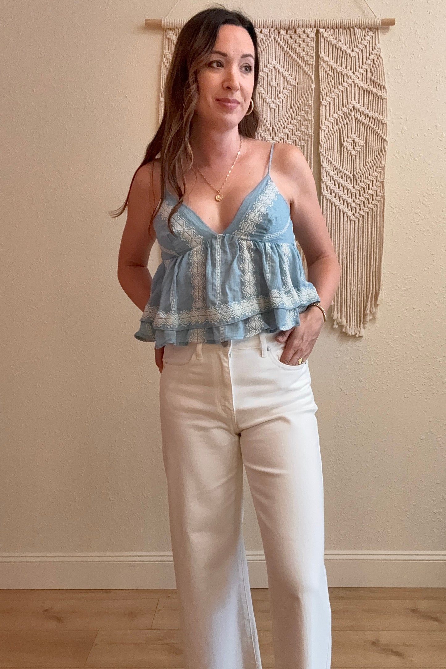 Willow Embroidered Babydoll Top