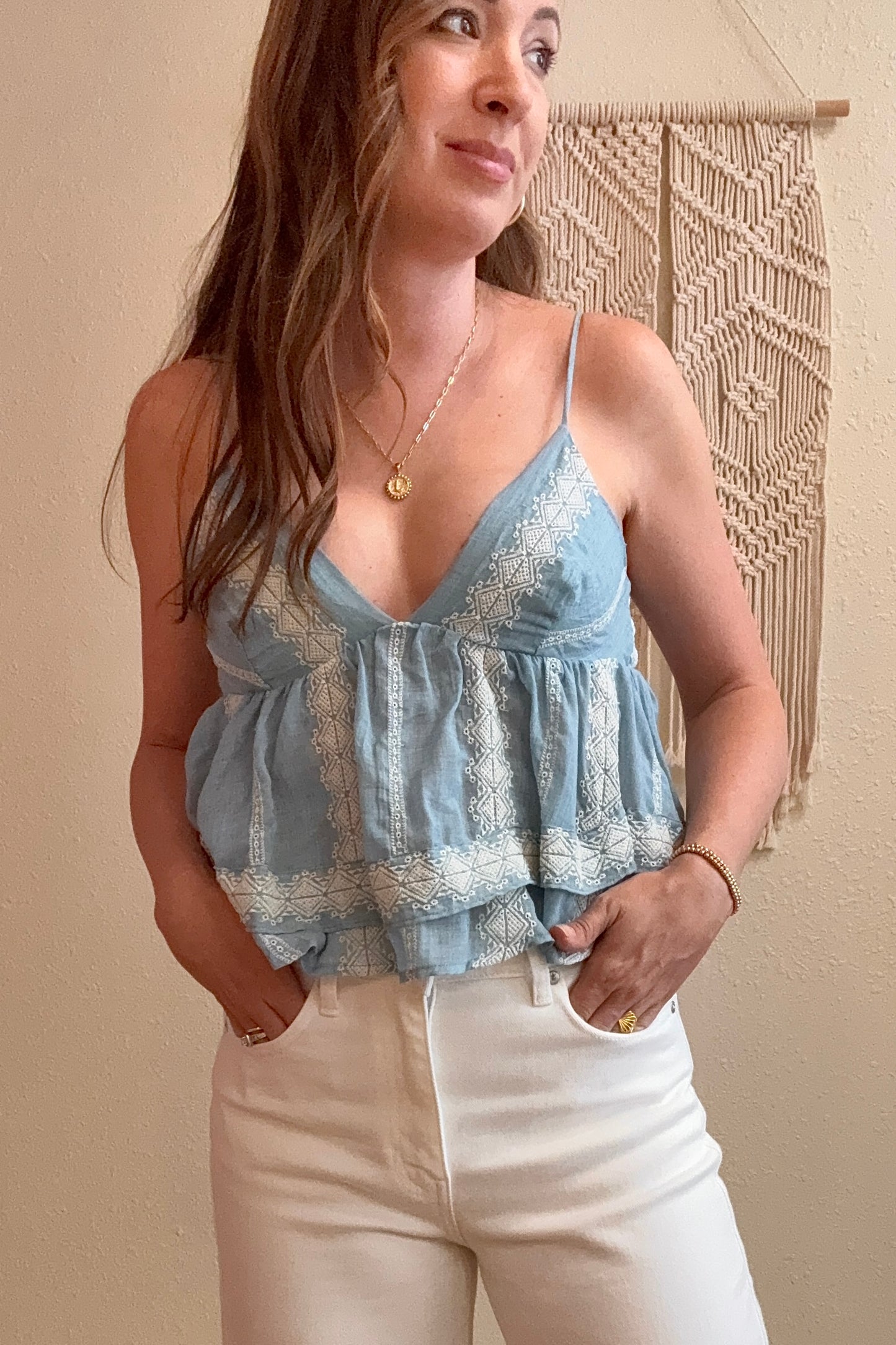Willow Embroidered Babydoll Top