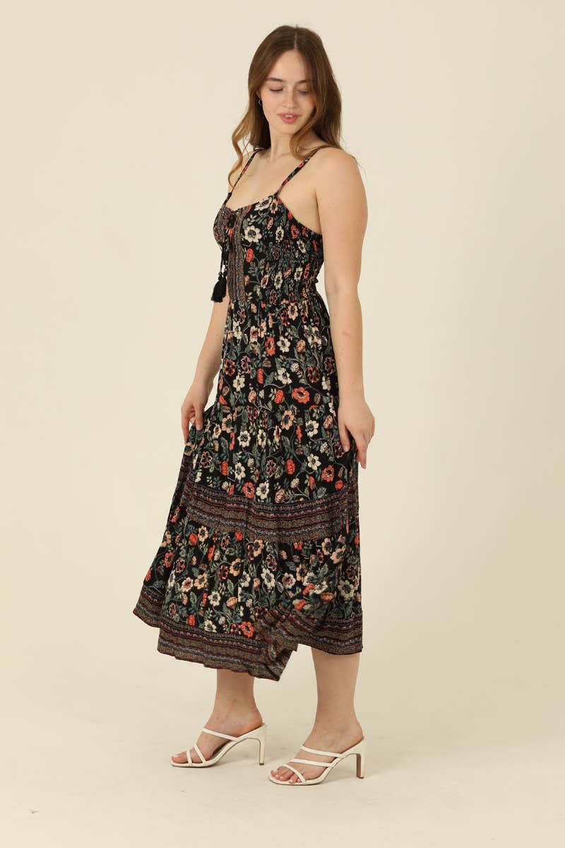Mia Floral Open Back Maxi Dress