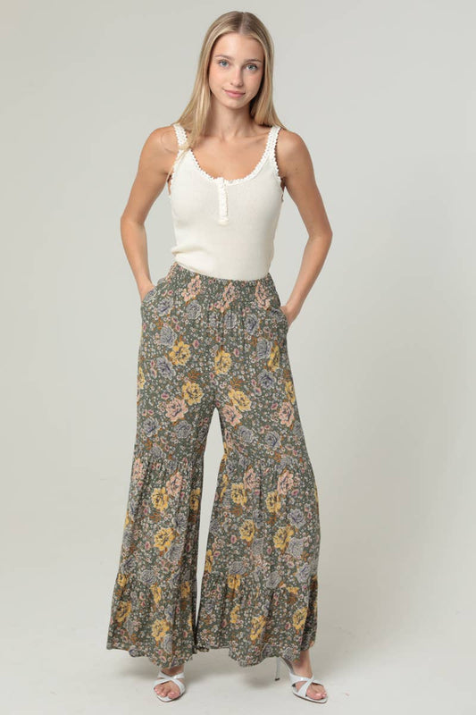 Reese Flare Leg Floral Print Pants