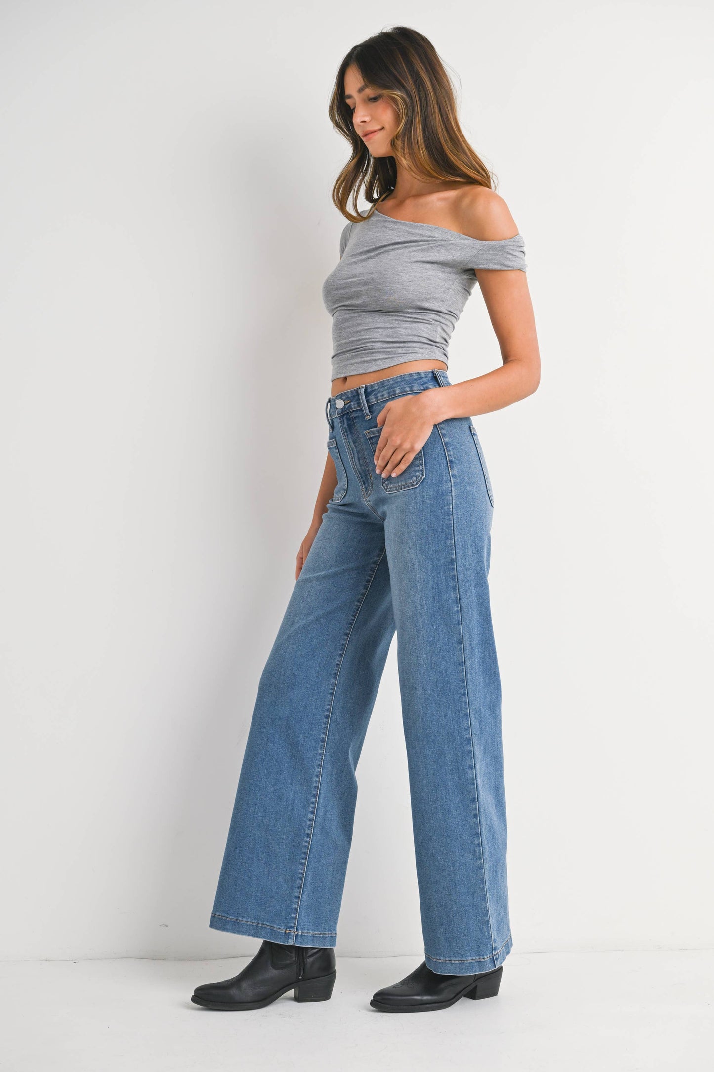 JBD Mini Patch Pocket Wide Leg Jeans