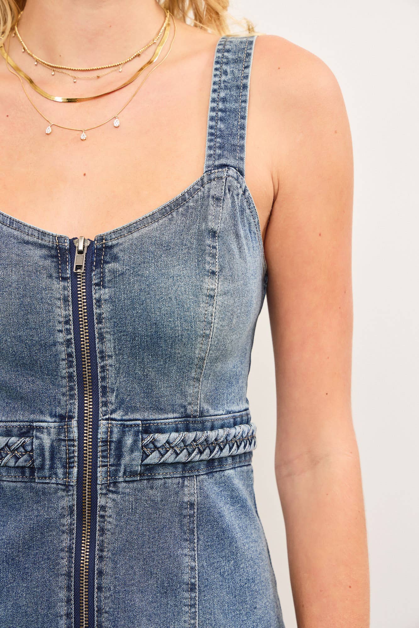 Carrie Zip Front Denim Dress
