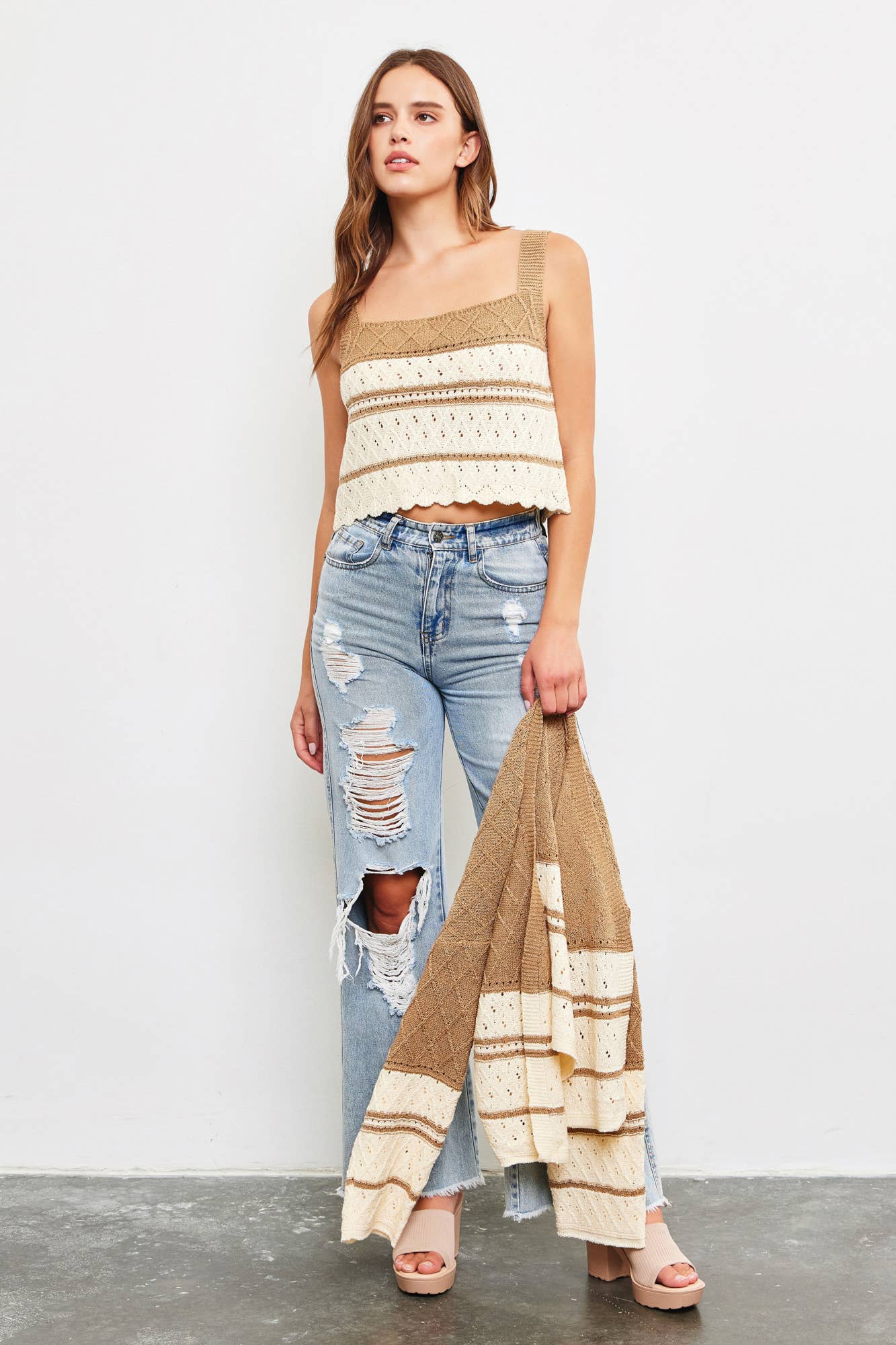 Ellie Crochet Cami Sweater Top