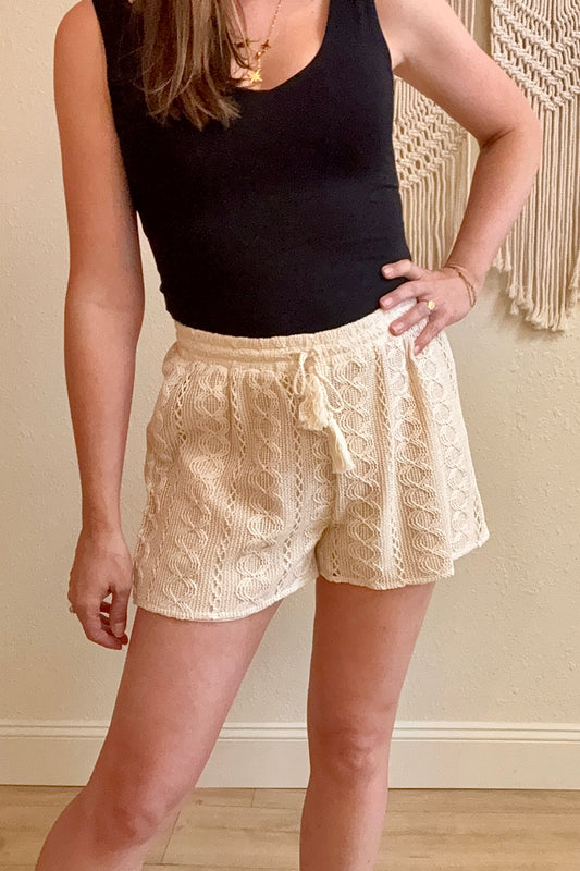 Phoenix Crochet Tie Front Shorts
