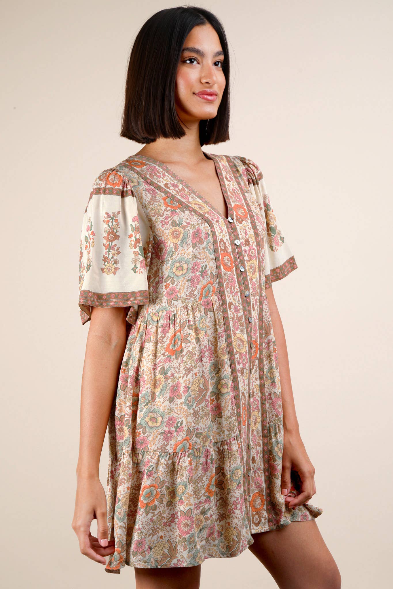 Delilah Boho Print Woven Mini Dress