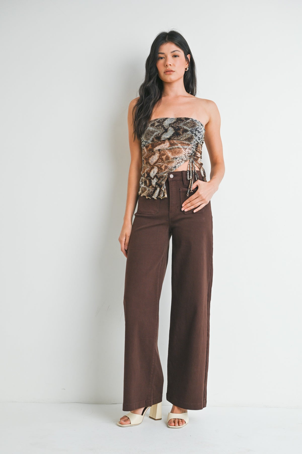 JBD Brown Front Patch Pocket Jeans