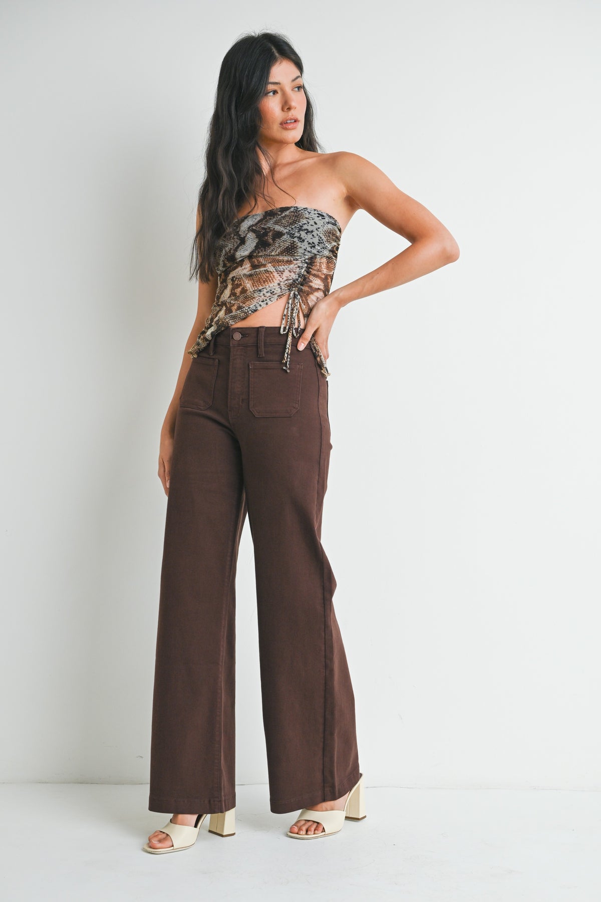 JBD Brown Front Patch Pocket Jeans