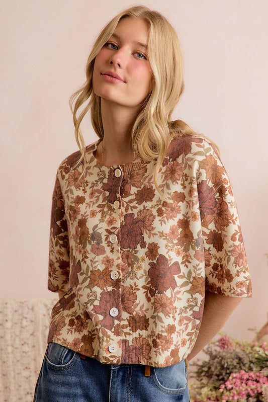 Everley Floral Print Cardigan Sweater