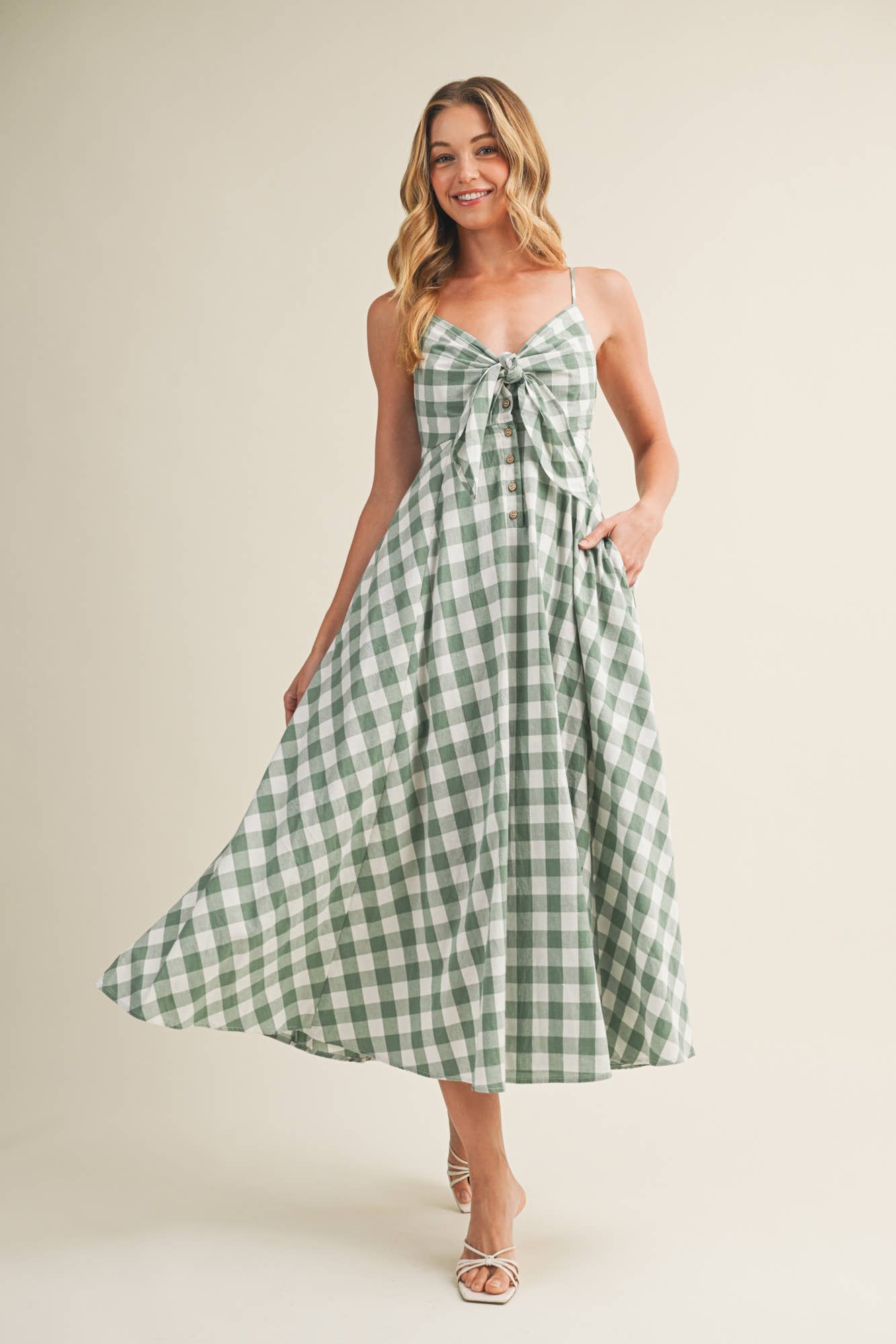 Miranda Tie Front Gingham Dress