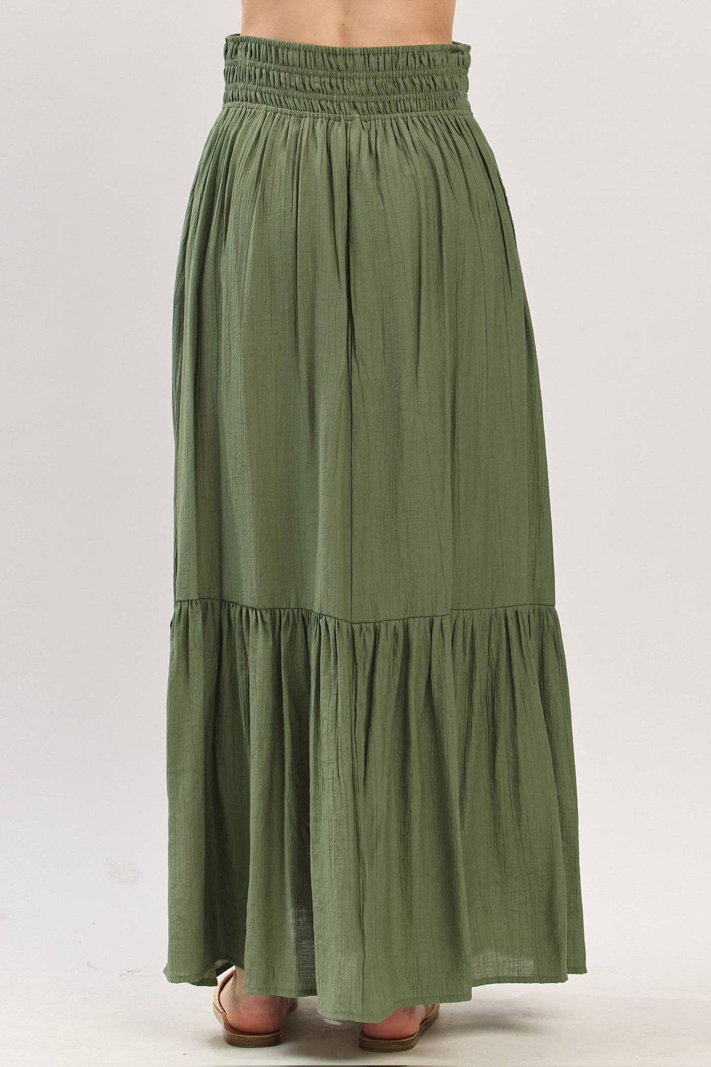 Brianna Tiered Center Slit Maxi Skirt