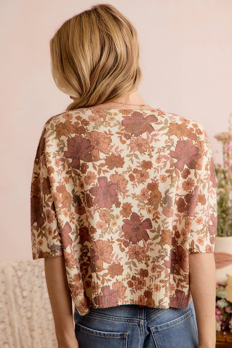 Everley Floral Print Cardigan Sweater