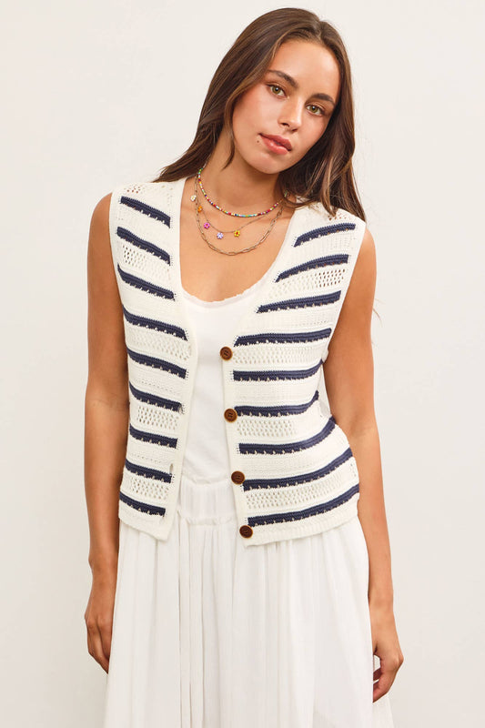 Gabrielle Striped Sweater Vest